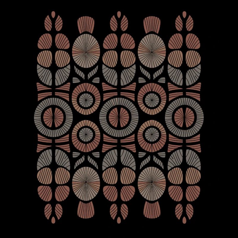 African Boho Pattern Circles and Leaves