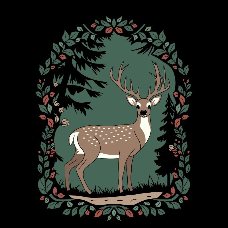 Scène magique de cerf dans le style de base du chalet