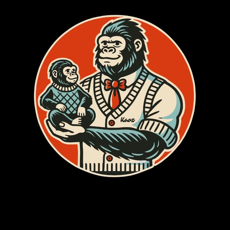 Papa gorille avec bébé