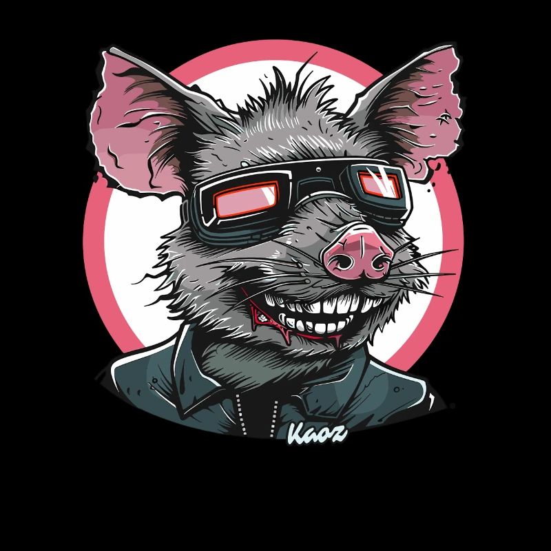 Cool rat with glasses and leather jacket