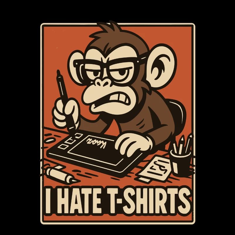 Wütender Affe am Zeichentablett Comicstil