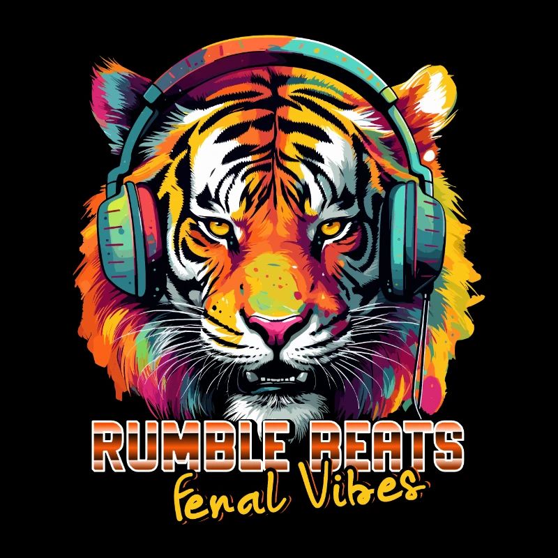 Tiger mit Kopfhörern, Farben der Pop-Art