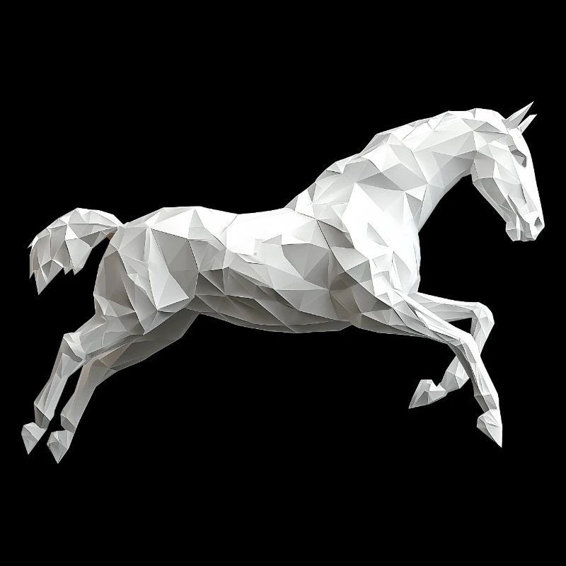 Cheval blanc Low Poly Logo Art Design Moule