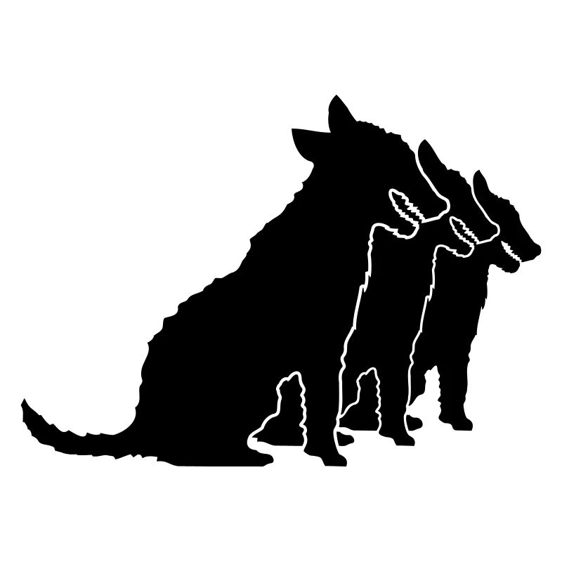 3 chiens assis équipe équipage trois amis silhouette