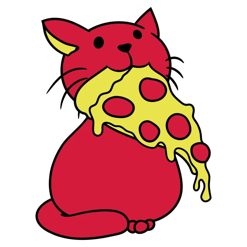 Chat mangeant du salami Pizza Faim Restauration rapide