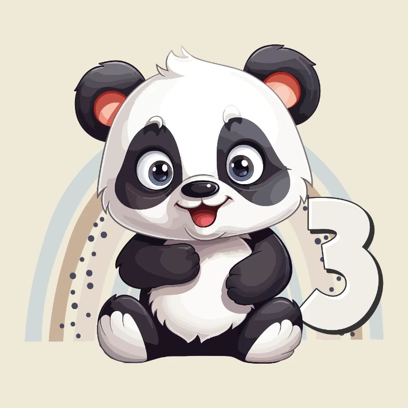 3. Geburtstag Panda Bär Regenbogen Süß Niedlich