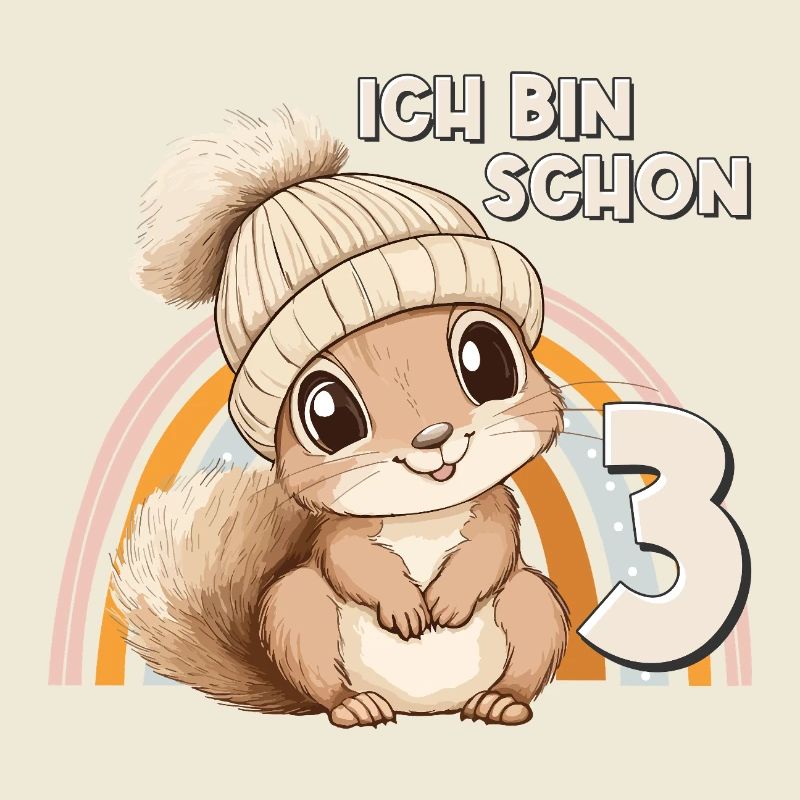 3. Geburtstag Eichhörnchen Regenbogen Süß Niedlich