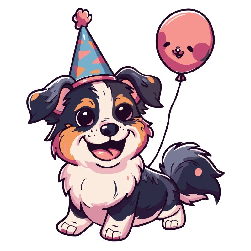 Border Collie Hunde Geburtstag Comic