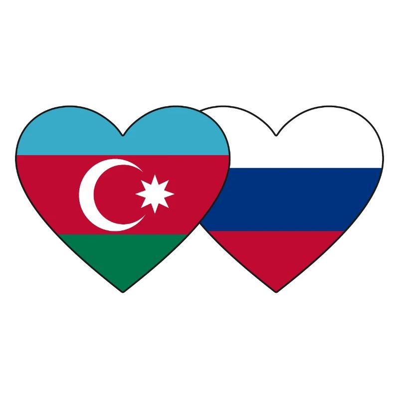 Azerbaïdjan Russie Drapeau Coeur