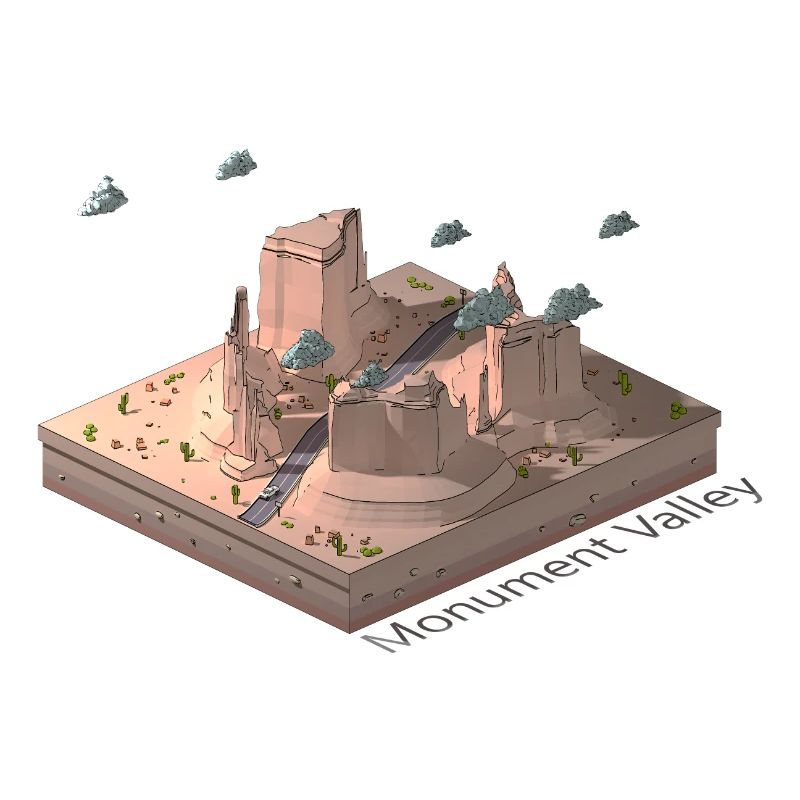 Geometric low poly Monument Valley