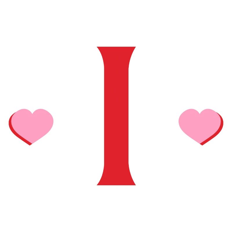Letter i red hearts