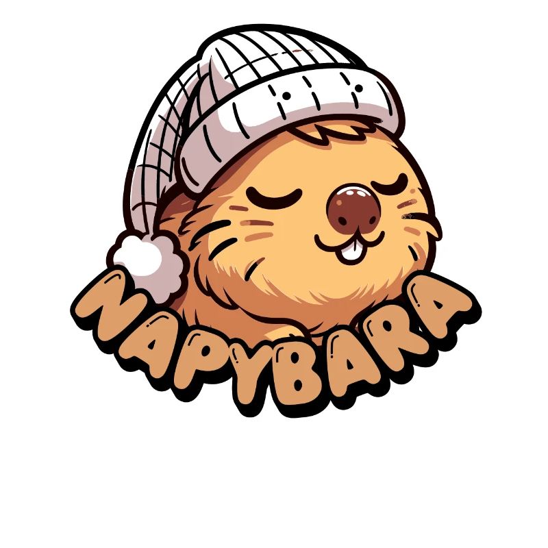 Napybara ist ein schläfriges, süßes Capybara mit verschlafenem Hut