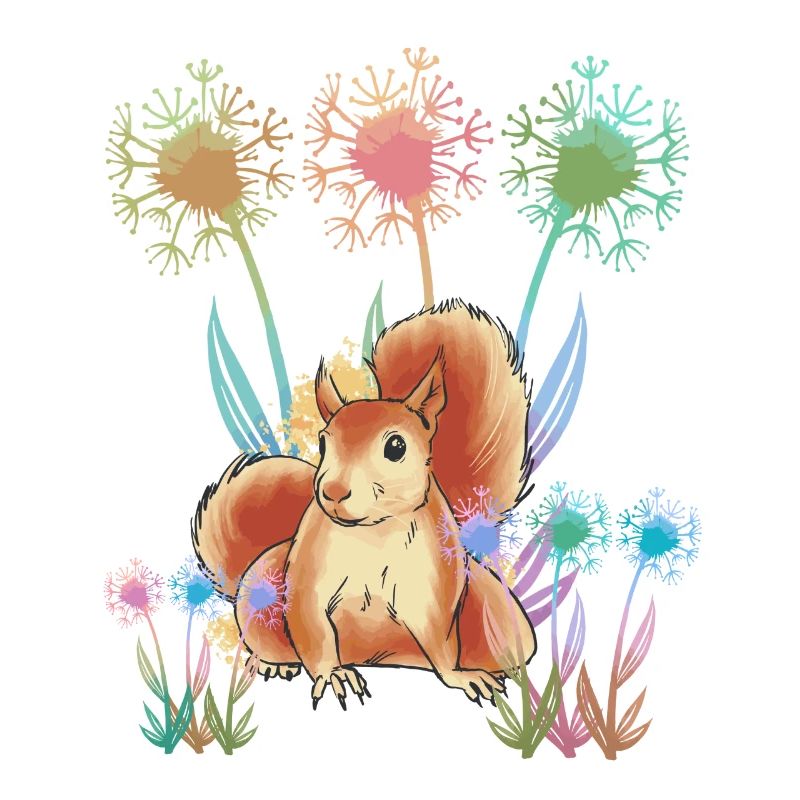 Natur Blumen Eichhörnchen Herbst Kind