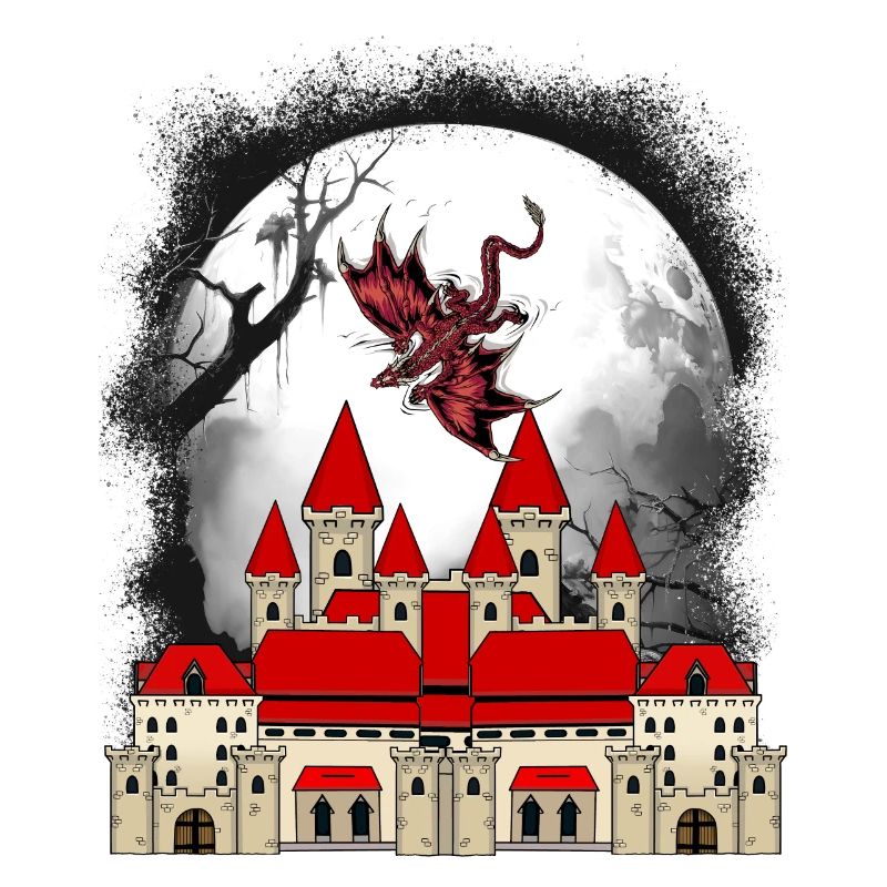 Fantasy Drache Schloss Märchen Mittelalter Drachen