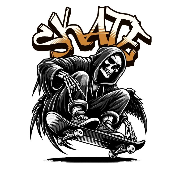 Skull Grim Reaper Skate Graffiti