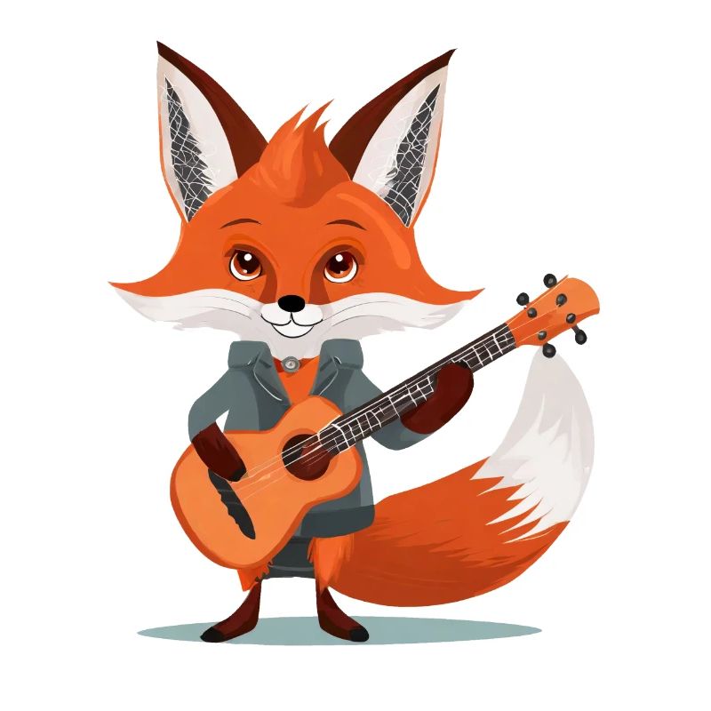 A cute fox playing guitar