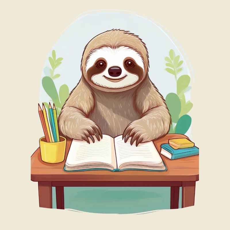 Sloth does homework