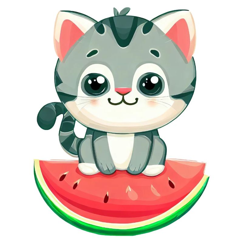 Chat mignon à la pastèque - Kawaii Design