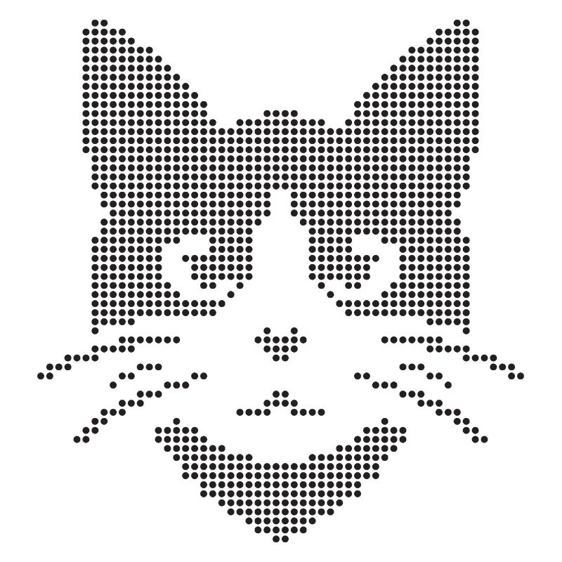 Silhouette de visage de chat à points