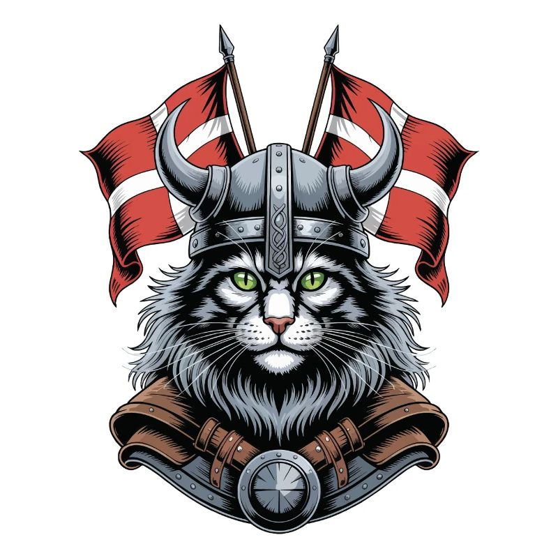Wikingerkatze mit Helm