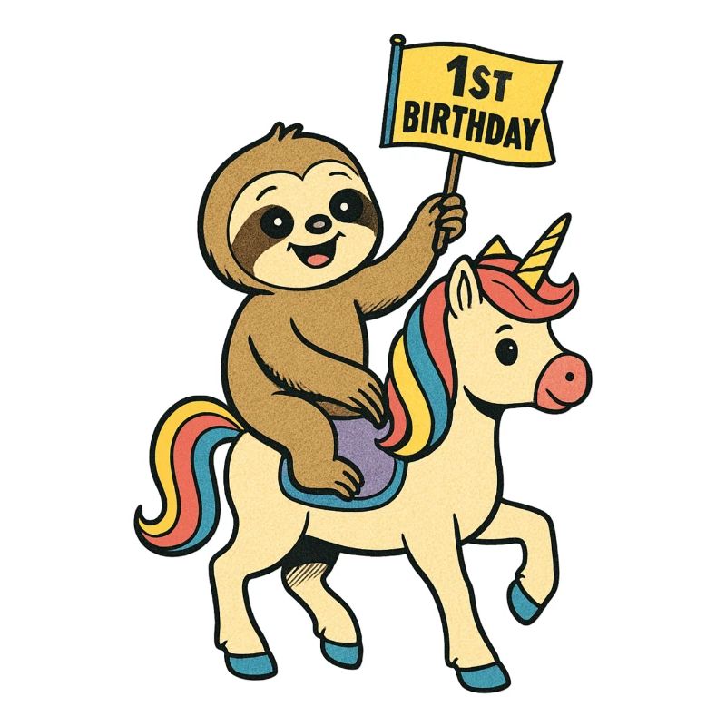 Faultier auf Einhorn 1st Birthday