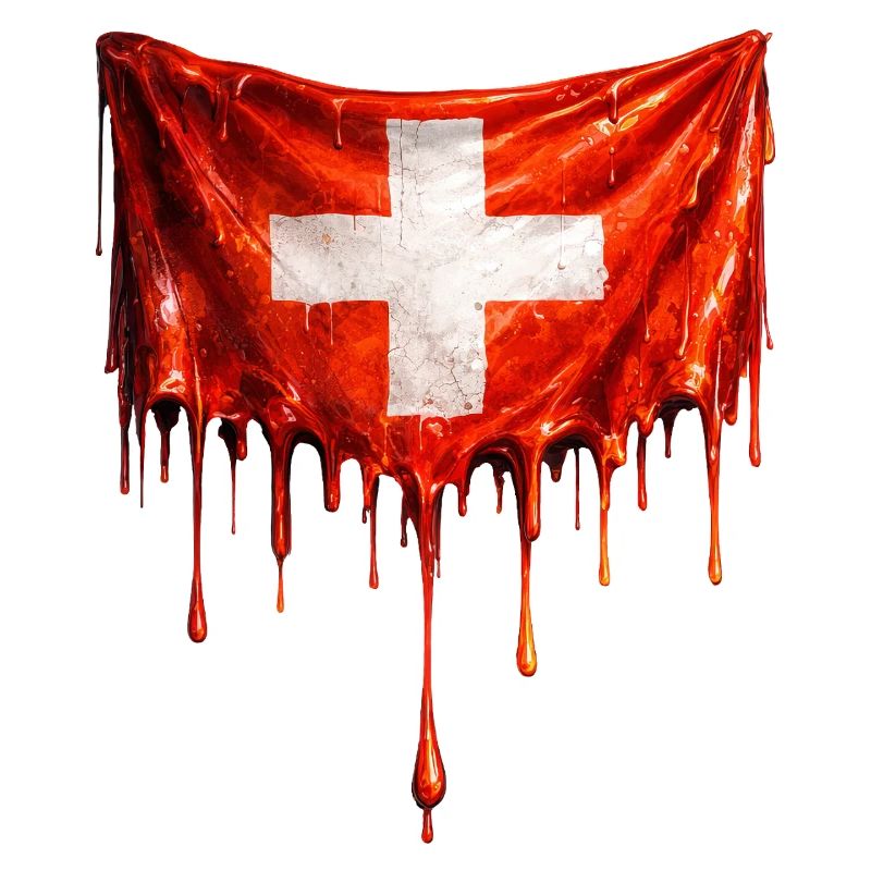 Drapeau suisse dégoulinant