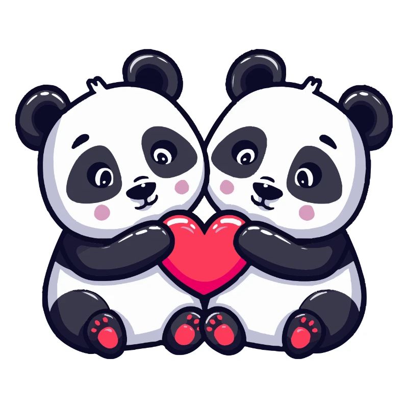 Panda Comic Paar Liebe