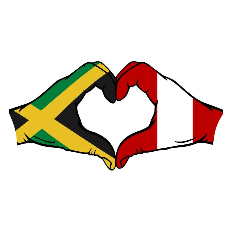 Jamaïque Pérou Drapeau Mains Coeur Forme