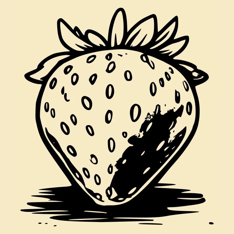 Erdbeere Comicstyle schwarz-weiß