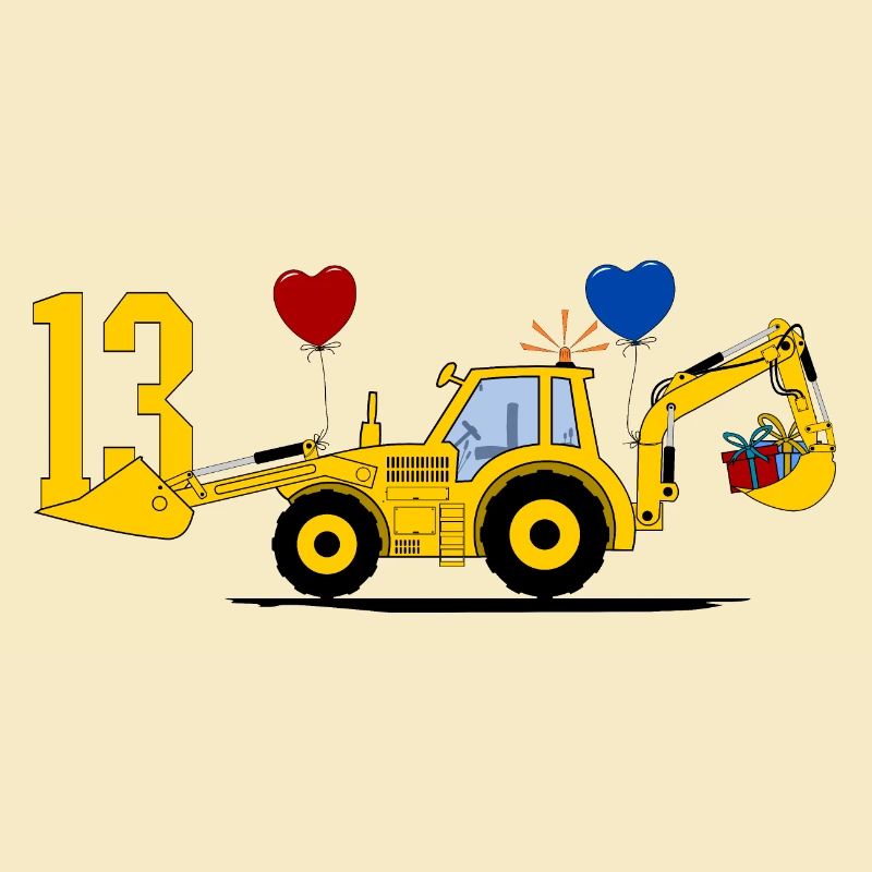 13. Geburtstag Bagger Traktor
