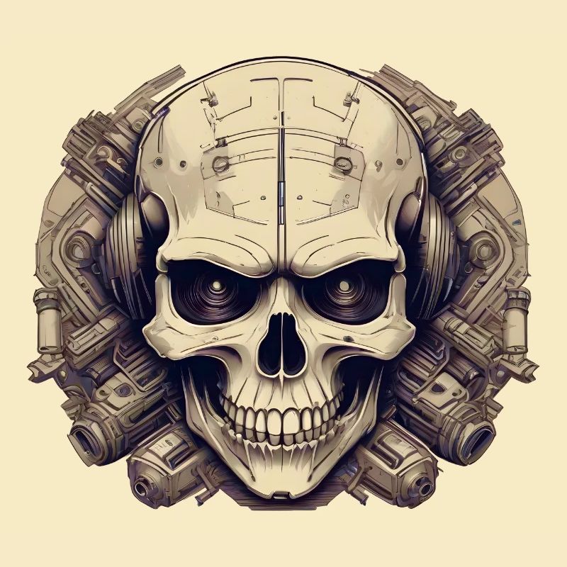 Bionic Schädel - Comic-Stil Logo