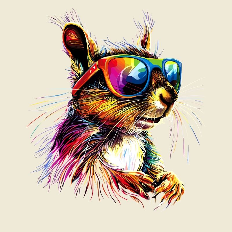 Eichhörnchen Kopfhörer Bunt Popart DJ Eichhörnchen