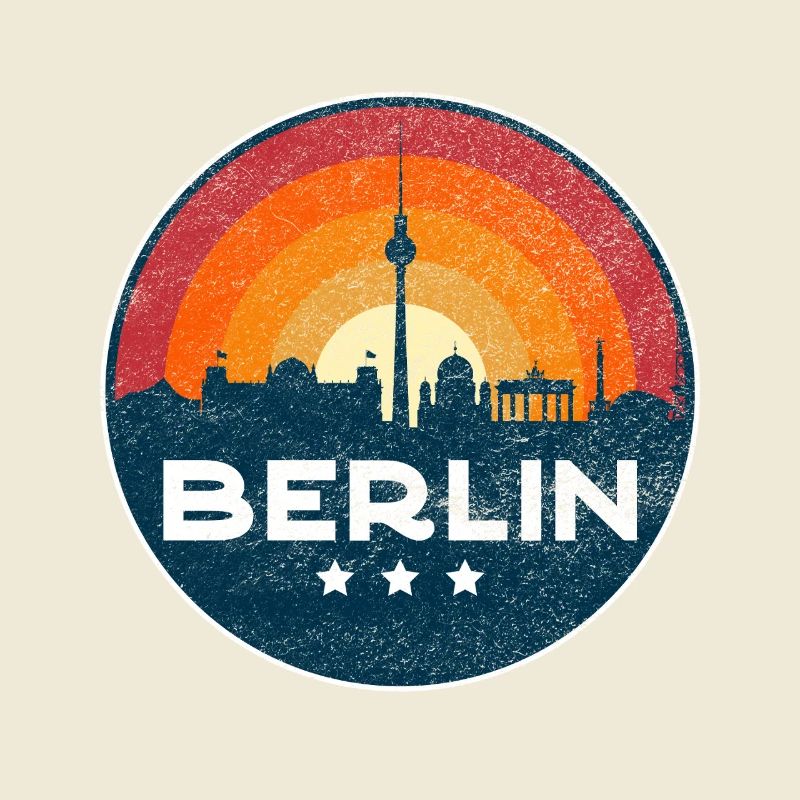 Conception rétro du badge Berlin Skyline Sunset