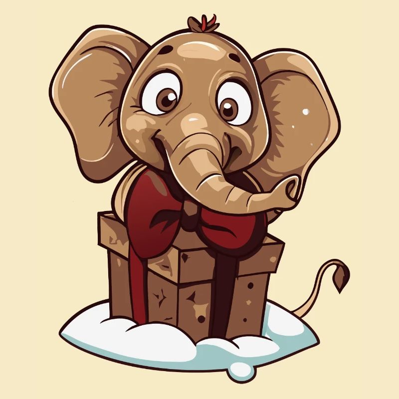 Niedlicher Elefant packt Geschenk aus
