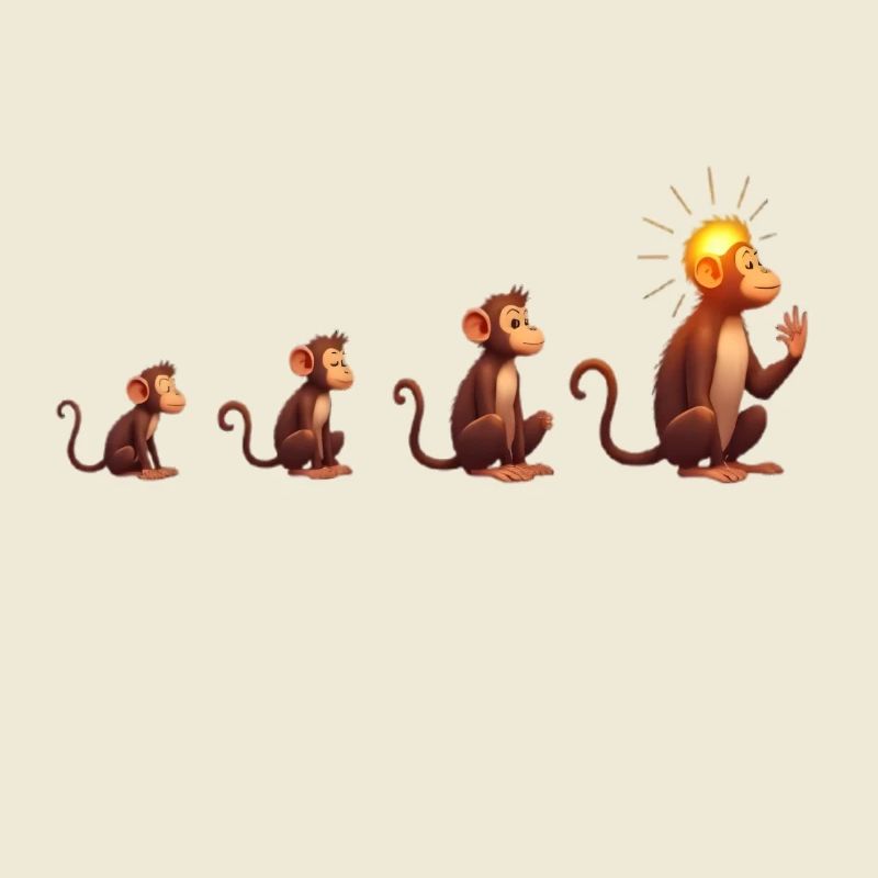Evolution der Affen mit Sonnenkopf