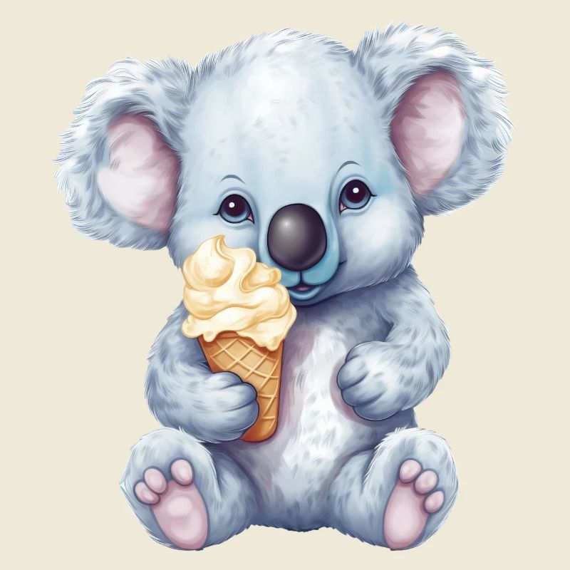 Süßer Comic Koala mit Vanille Softeis