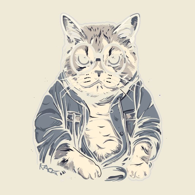 Ältere, intelligente Oma oder Opa Katze mit Brille