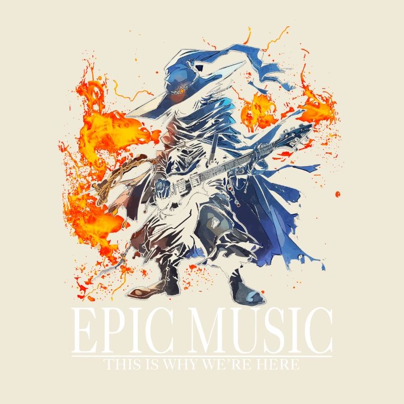 Epic Music Black Mage with E-Guitar and Fire