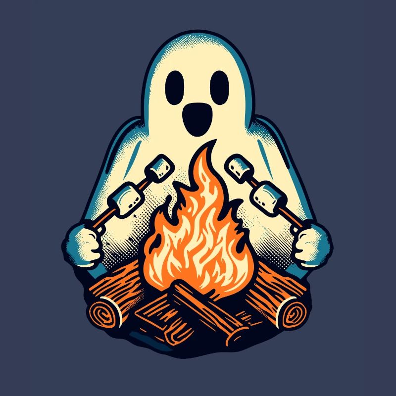 Ghost at Campfire Camping Site Halloween Spaß