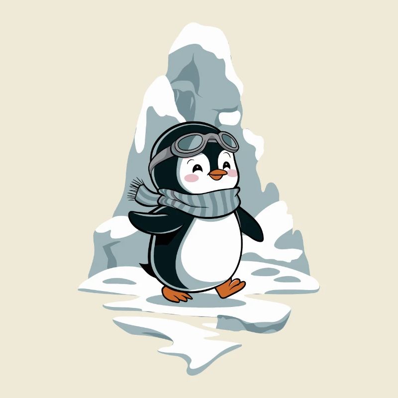 Pingouin joyeux avec écharpe et lunettes devant
