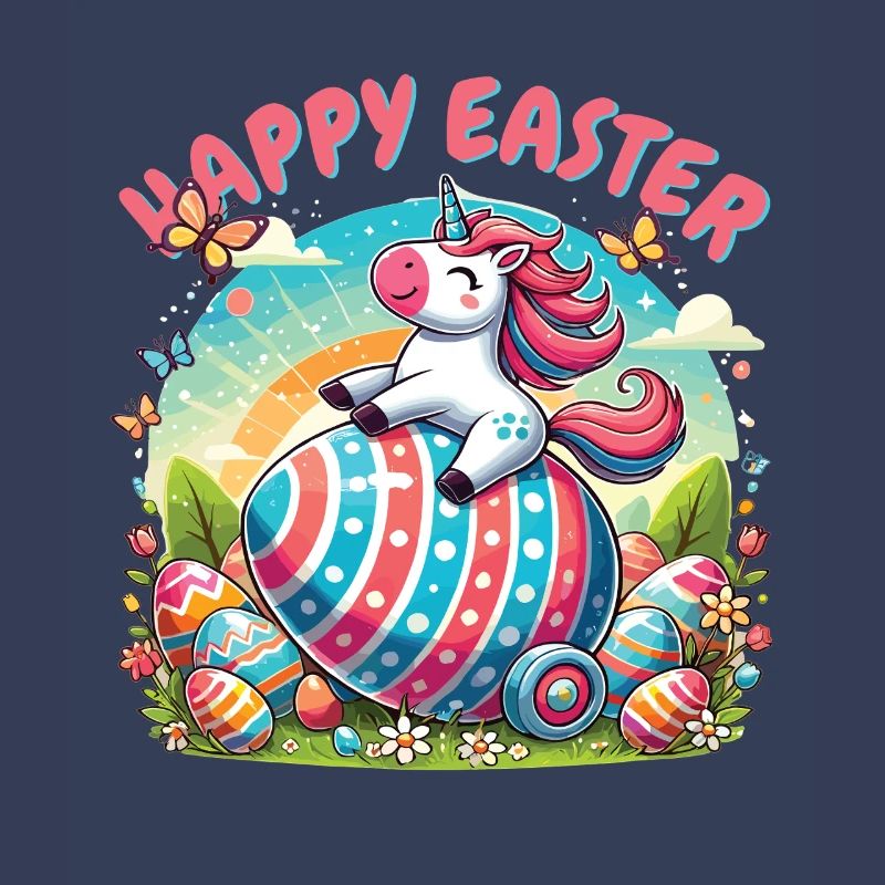 Joyeuses Pâques Licorne - Conception d’oeuf coloré