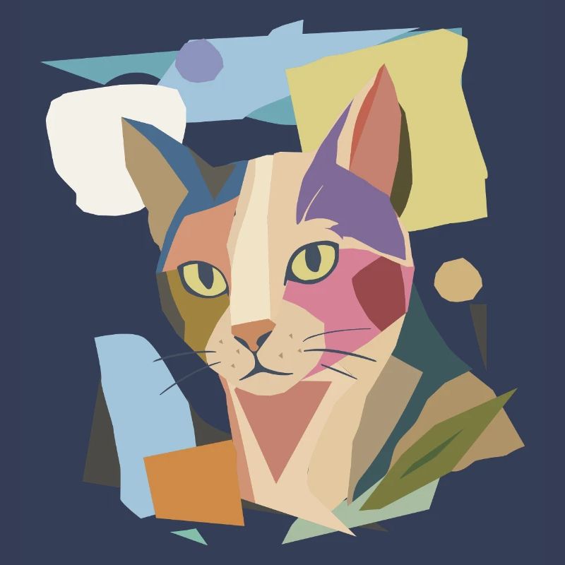 Chat abstrait dans le design moderne de bloc de couleur