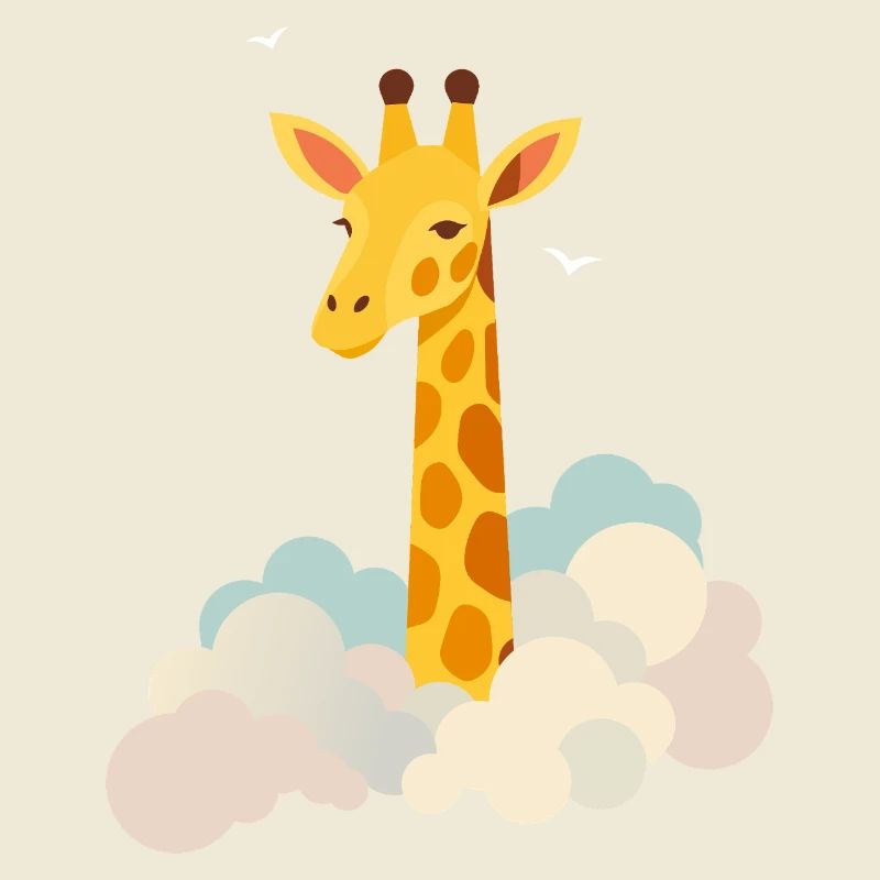 Sanfte Giraffe über den Wolken – Traumhaftes Motiv