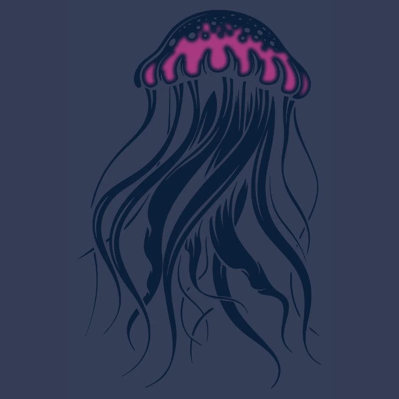 Float and glow, jellyfish with tentacles