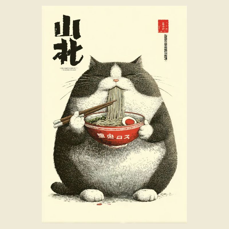 Ramen Chats Chonky Ukiyo-e