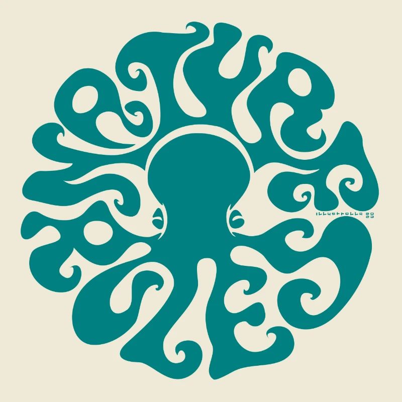 NATURE RULES! Psychedelic Octopus Sixties Turquoise