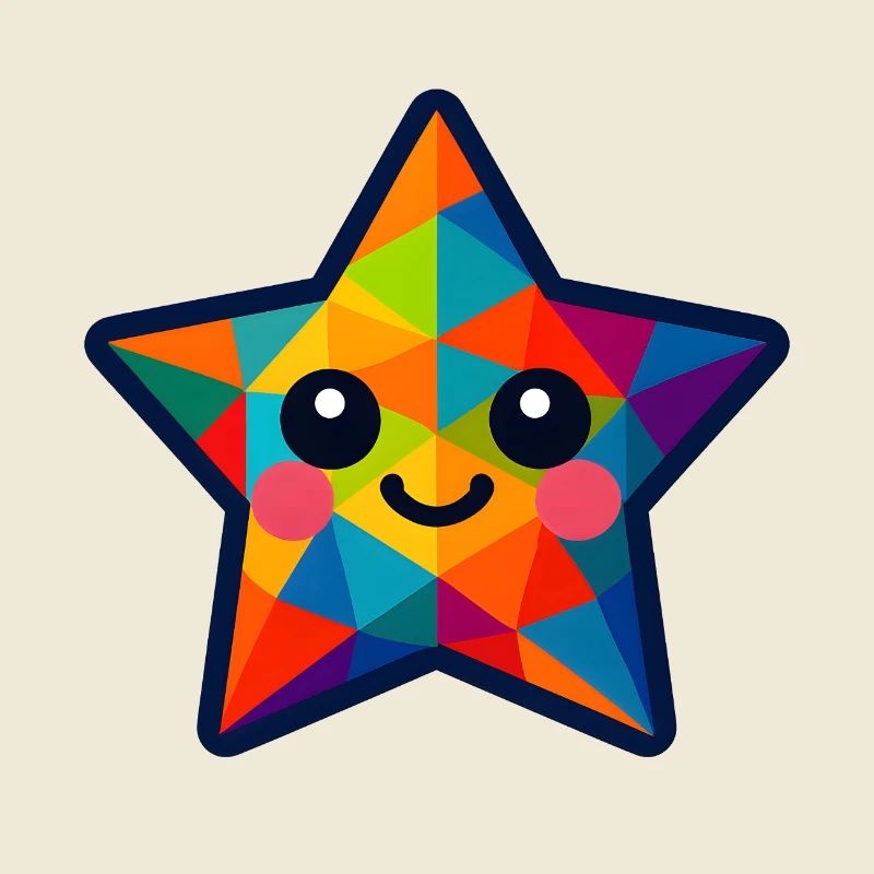 WPAP Polygone Kawaii Style Bébé Étoile