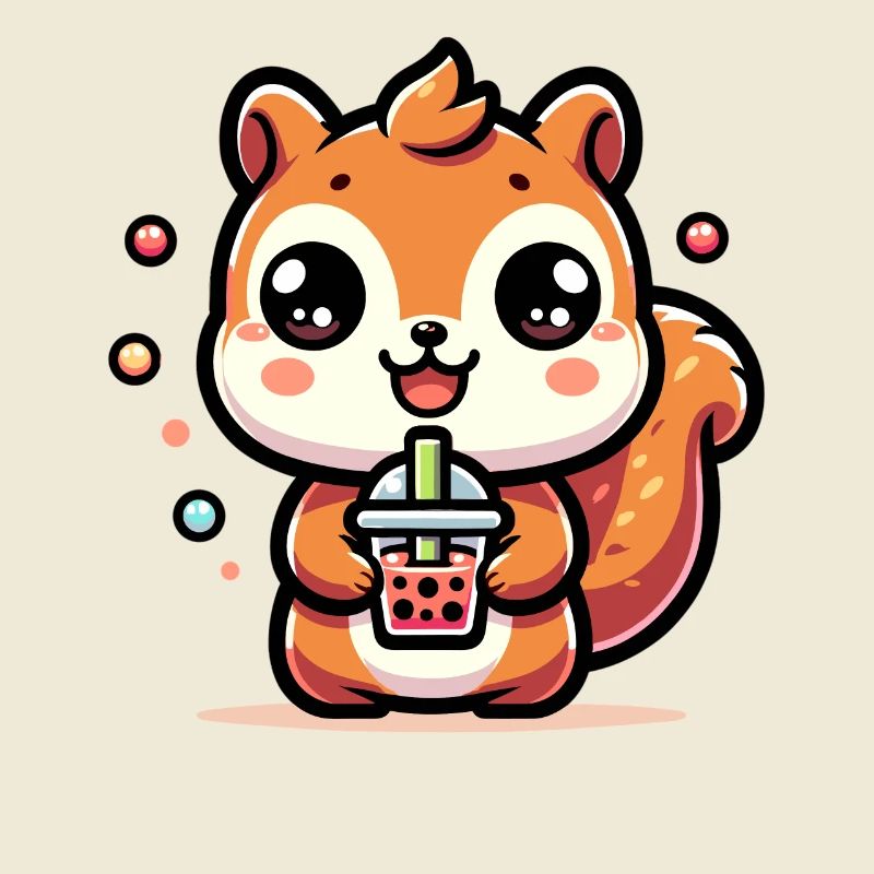 Kawaii Eichhörnchen Bubble Tea Niedliches Tier Eichhörnchen