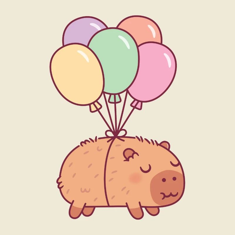 Süßes Capybara mit Luftballons