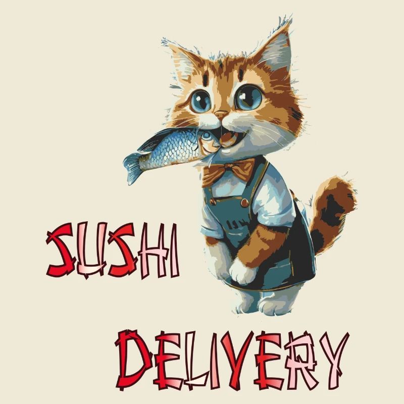 Chat avec du poisson dans la gueule